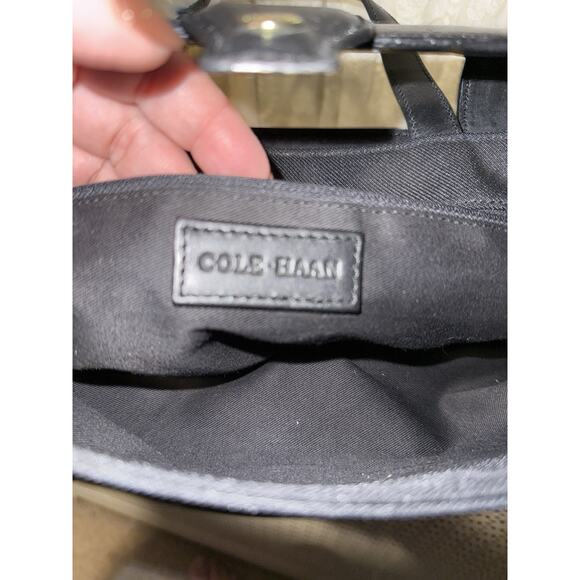 Cole Haan Black Nylon/Leather Shoulder Bag Classic minimal Girl Boss 16” X 11” - Picture 7 of 7